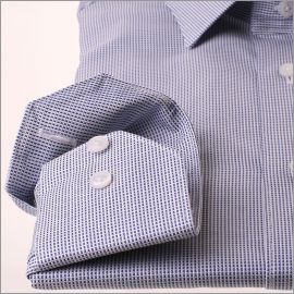 Chemise tissu natté bleu marine et blanc