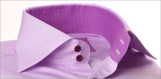 Chemise lilas à col et poignets à motifs gouttes lilas