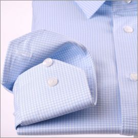 Chemise à petits carreaux bleu clair et blancs 