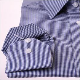 Chemise à petits carreaux bleu marine et blancs