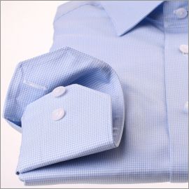 Chemise à mini carreaux pied de poule bleus et blancs