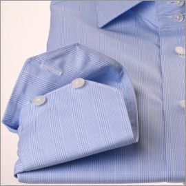 Chemise bleu clair à carreaux Prince de Galles